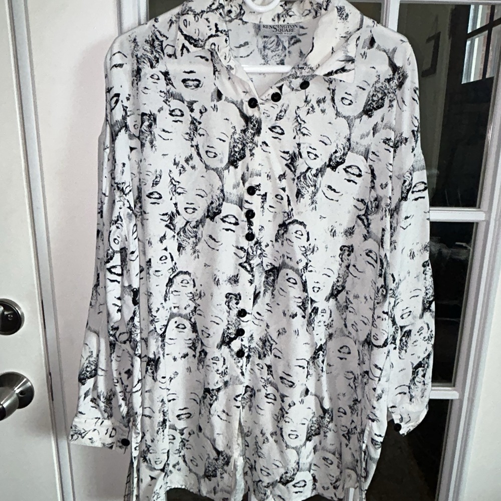 Vintage Kensington Square Marilyn Monrore All-Over Print Button Up Shirt Large